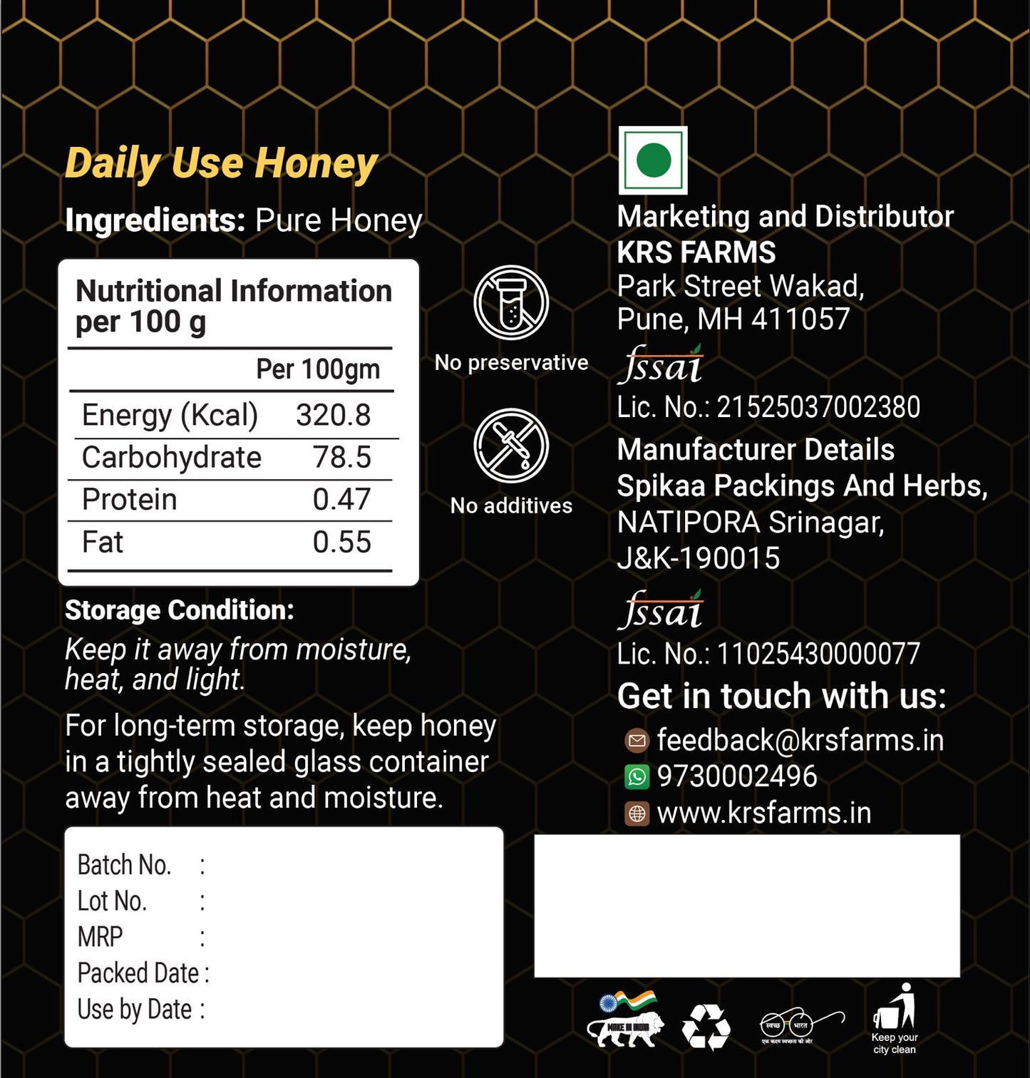 Pure Monofloral Kashmiri Acacia Honey - 500 ml