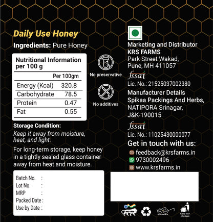 Pure Monofloral Kashmiri Acacia Honey - 500 ml